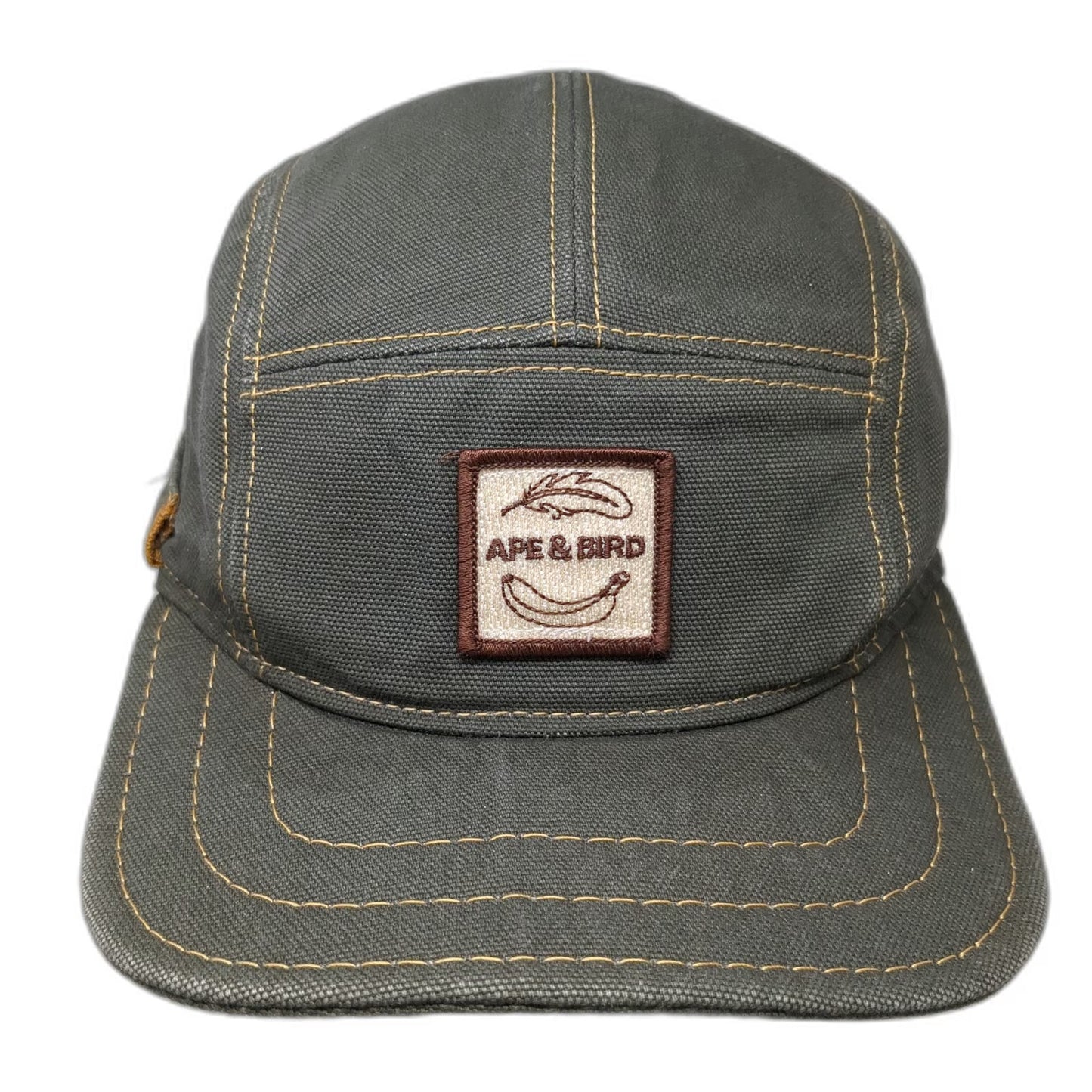 Ape & Bird 5 Panel Green Hat OS Strapback Canvas Contrast Stitch Made in USA