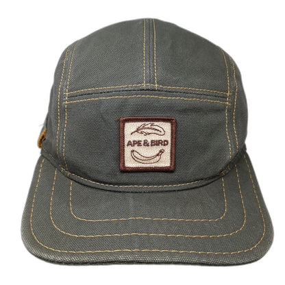 Ape & Bird 5 Panel Green Hat OS Strapback Canvas Contrast Stitch Made in USA