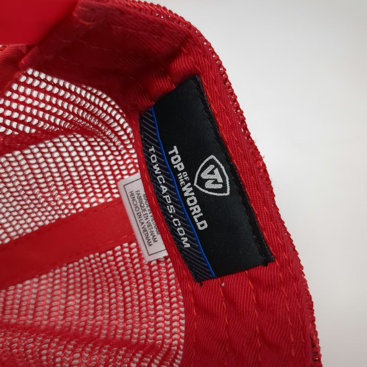 Top of the World Trucker Hat Red Gray White OSFM Rutgers Script Mesh Snapback