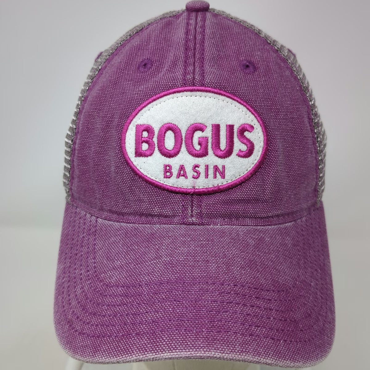 Legacy Trucker Hat Purple Gray Pink OSFM Mesh Snapback Bogus Basin Idaho Resort