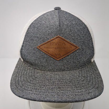 RVCA Quality And Function Snapback Trucker Hat Gray One Size Mesh Back