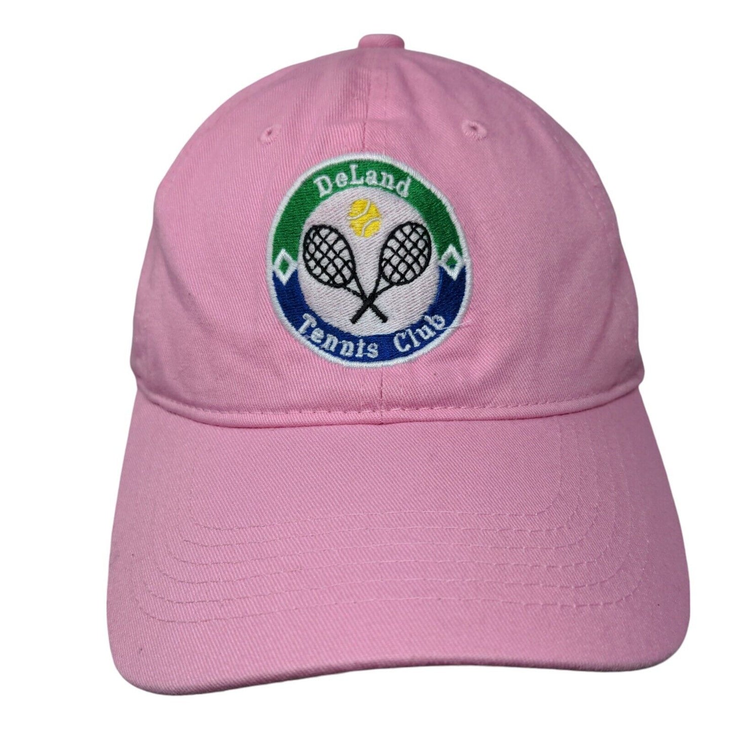 DeLand Tennis Club Slideback Hat Pink OSFA Adjustable Embroidered