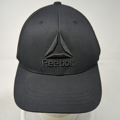 Reebok Trucker Hat Black One Size Mesh Back Snapback Structured Delta Logo