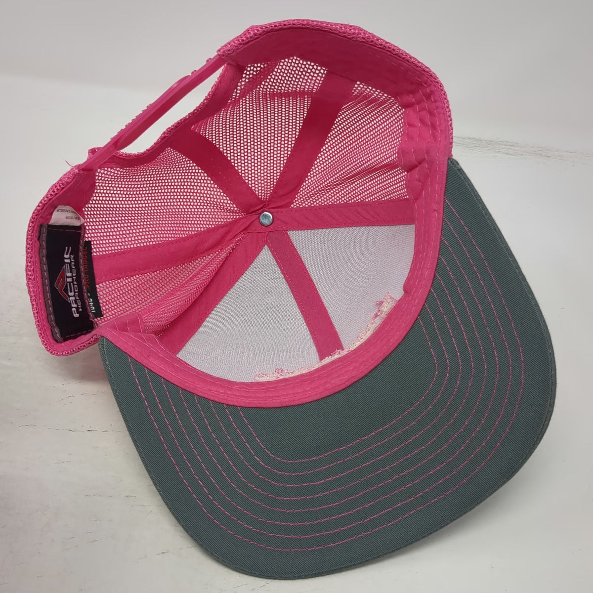 Pacific Headwear Trucker Hat Gray Pink One Size Big Valley Supply Idaho Mesh