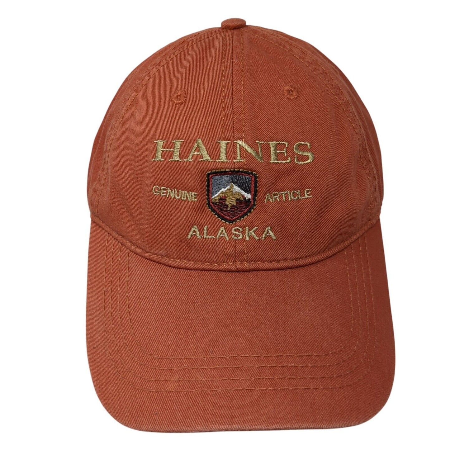 Haines Alaska Genuine Article Slideback Hat Orange Adjustable Prairie Mountain