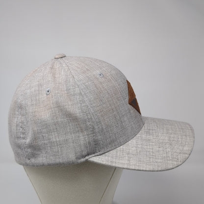 Leather Patch Fitted Hat Gray XL Vent Holes Flexfit Stretch Yupoong