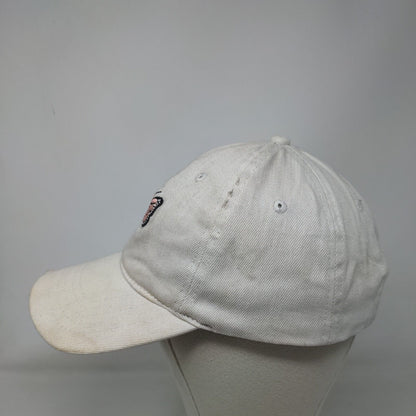 Butterfly Slideback Hat Cream OSFM Embroidered Leather Strap 6 Panel