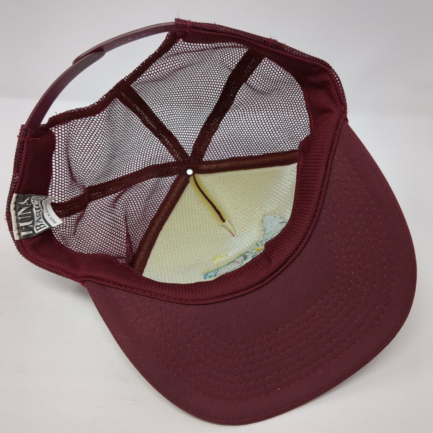 Luna Basics Snapback Trucker Hat Red OS Adjustable Embroidered Mesh Back Rope