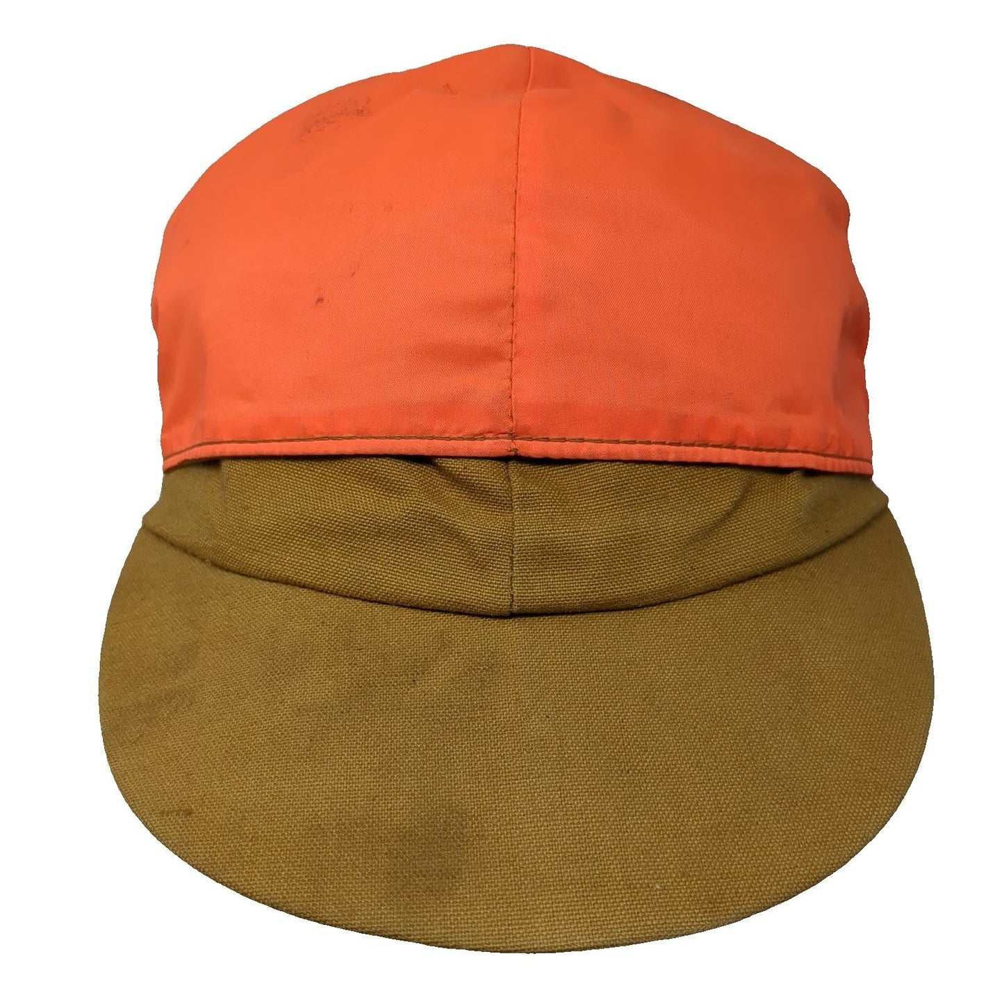 Dri-Duck Baseball Cap Orange Brown 6 3/4 Hunting Fitted Ear Flaps Hat Vintage
