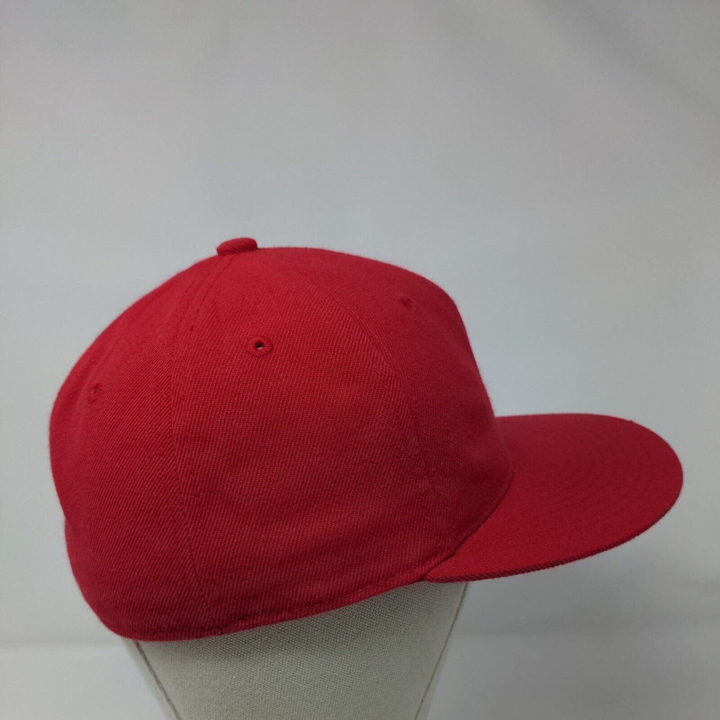 Decky Fitted Hat Red One Size Solid 6 Panel Vent Holes Blank
