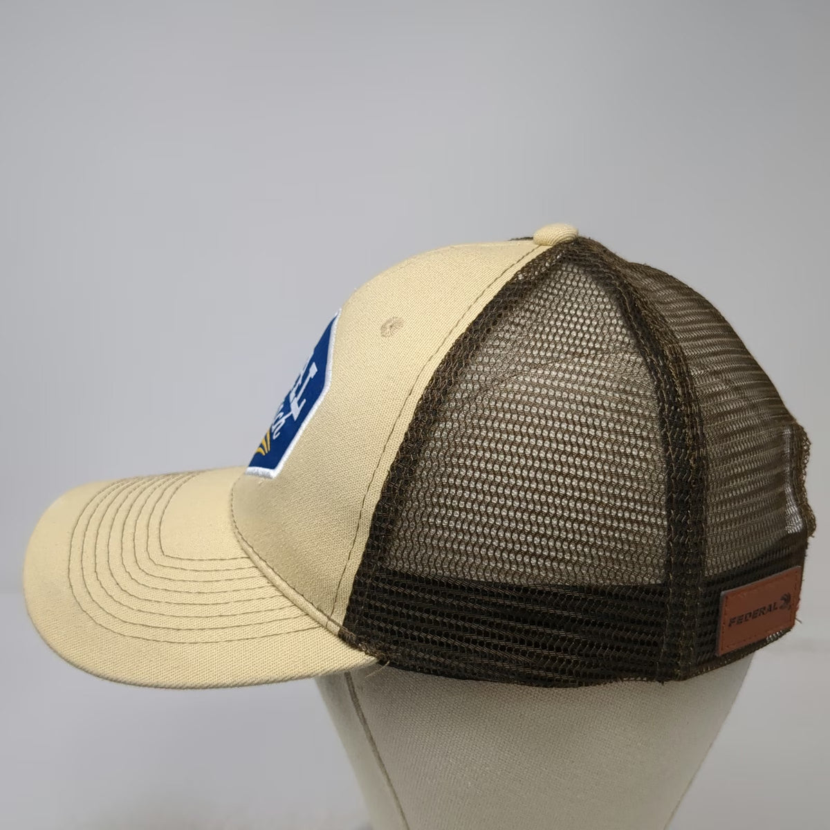 Trucker Hat Brown OSFM CAL Ranch Federal Ammunition Snapback Mesh Patch US Flag