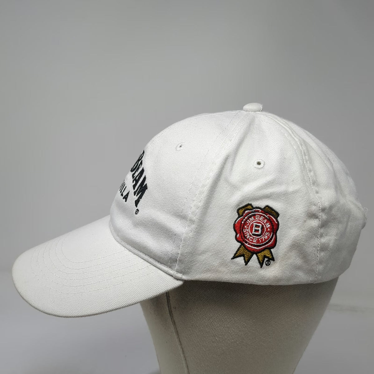 Jim Beam Vanilla Baseball Cap White One Size Slideback Side Patch Cotton Hat