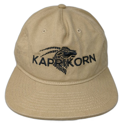 AS Colour 5 Panel Beige One Size Snapback Canvas Embroidered Logo Flat Brim Hat
