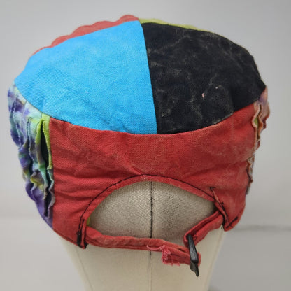 Rising International Army Cap Red Blue Green Patchwork Tie Dye Hat Bohemian