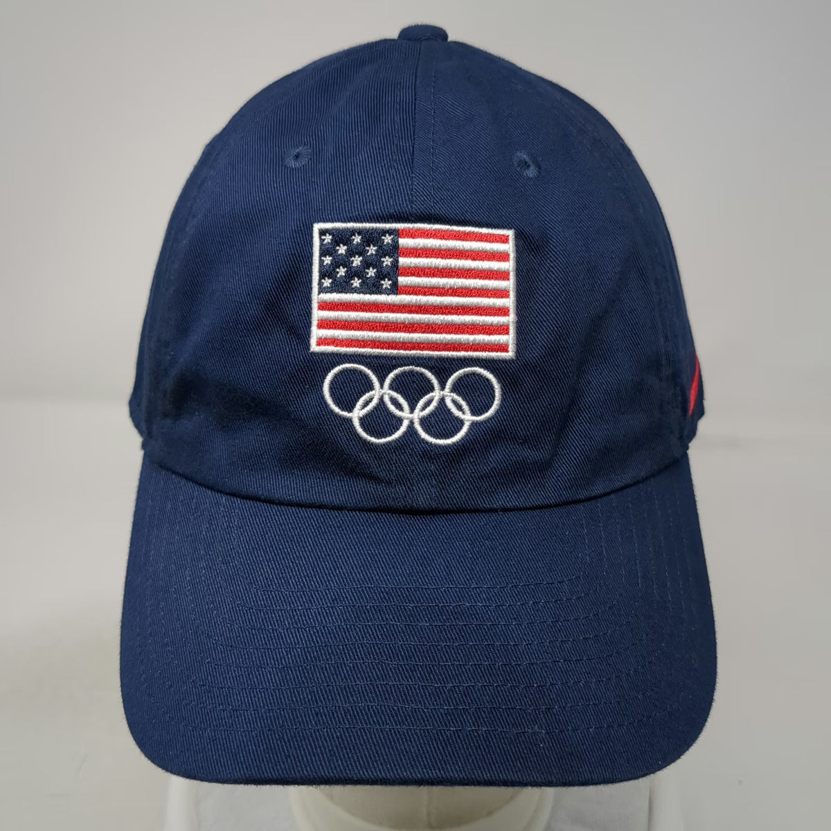 Nike Baseball Cap Blue L US Flag Olympic Rings Swoosh Adjustable Slideback Hat