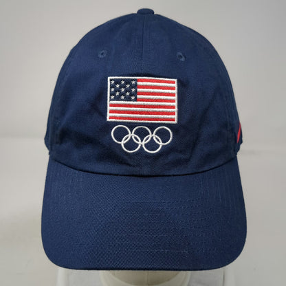 Nike Baseball Cap Blue L US Flag Olympic Rings Swoosh Adjustable Slideback Hat