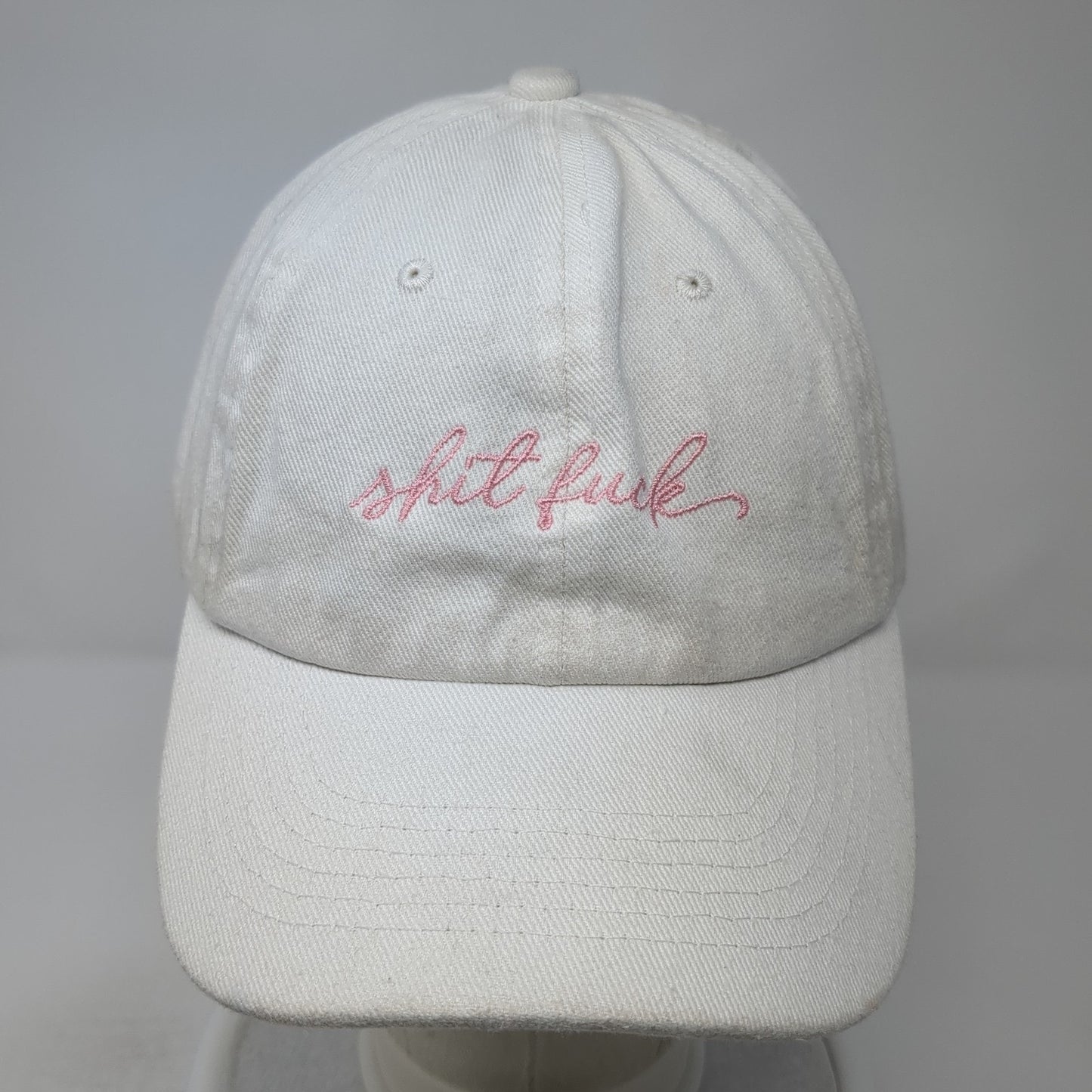 S**t F**k Slideback Baseball Cap White One Size Adjustable Embroidered 6 Panel