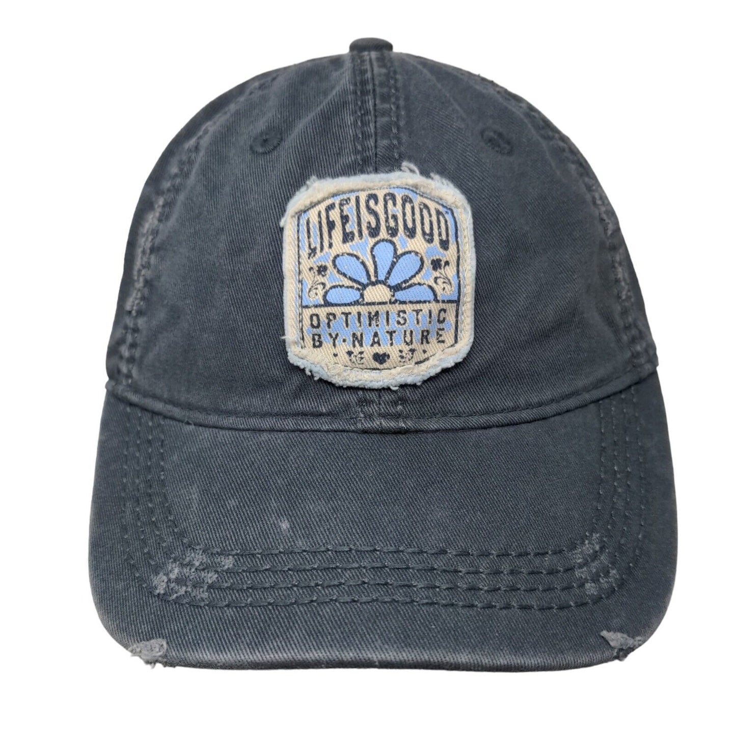 Life Is Good Optimistic By Nature Patch Slideback Hat Blue One Size