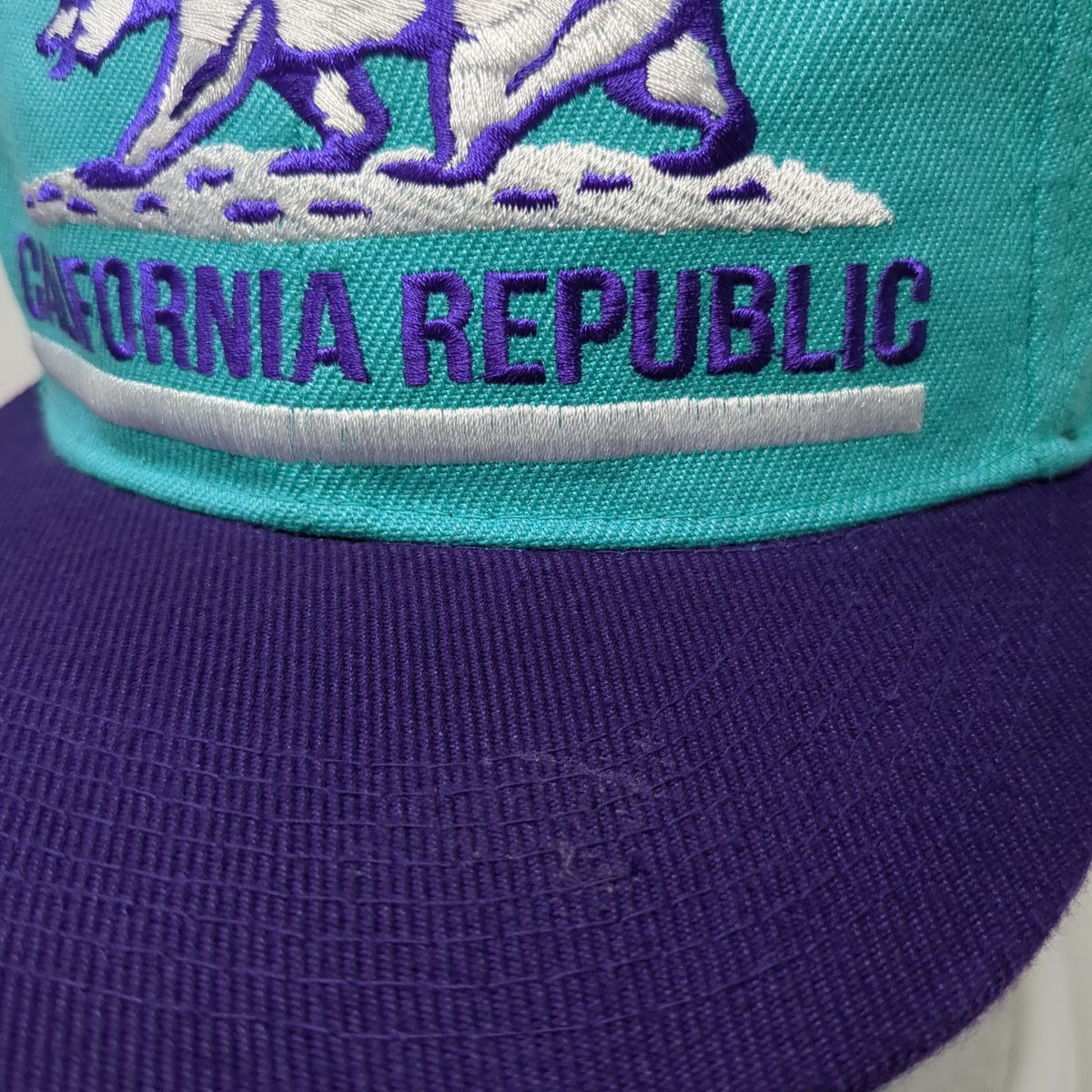Leader L.O.G.A Snapback Blue Purple Hat One Size California Republic Bear Map