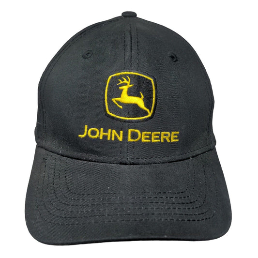 John Deere Slideback Hat Black OSFA Embroidered 6 Panel Vent Holes