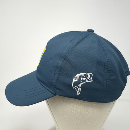 Baseball Cap Blue One Size Jumping Bass Fishing Nylon Slideback Logo Patch Hat