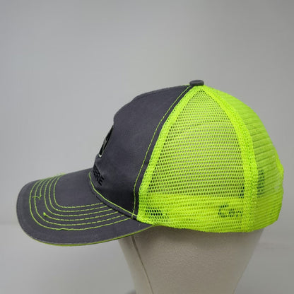 John Deere Trucker Hat Gray Green One Size Mesh Back Contrast Stitching Snapback