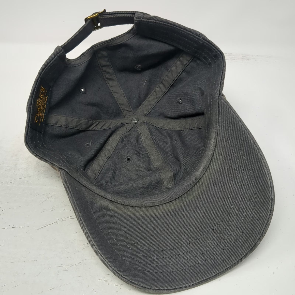 Yupoong Baseball Cap Gray One Size Embroidered TRF Fish Slideback Hat 6 Panel