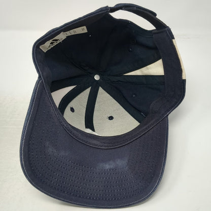 Adidas Baseball Cap Blue One Size Strapback Cotton Embroidered Logo Stripe Hat