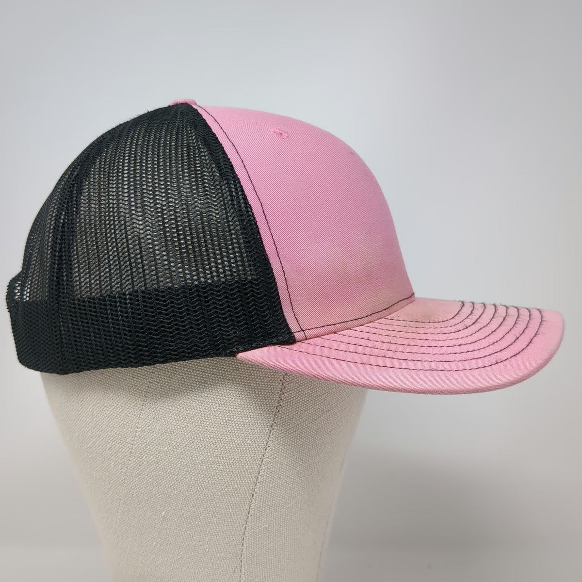 Richardson Trucker Hat Pink Black One Size Mesh Back Snapback Restoration Logo