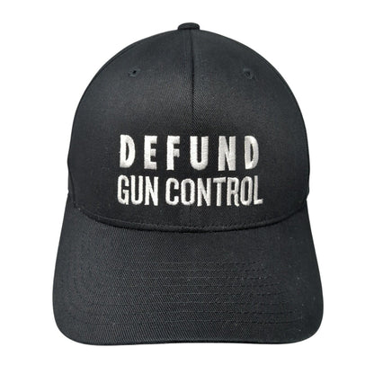 Defund Gun Control Fitted Hat Black L-XL Embroidered Flexfit Yupoong