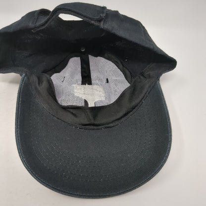 Unbranded Strapback Hat Black One Size Embroidered Logo Brush 6 Panel