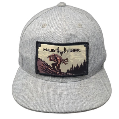 Muley Freak Snapback Hat Gray One Size Hunting Mountain Patch Flat Brim Acrylic