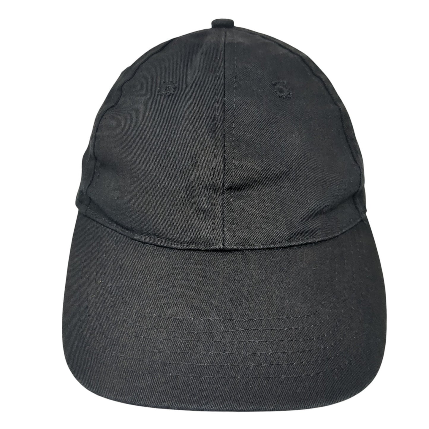 Unbranded Strapback Hat Black One Size Solid Blank Vent Holes Outdoor