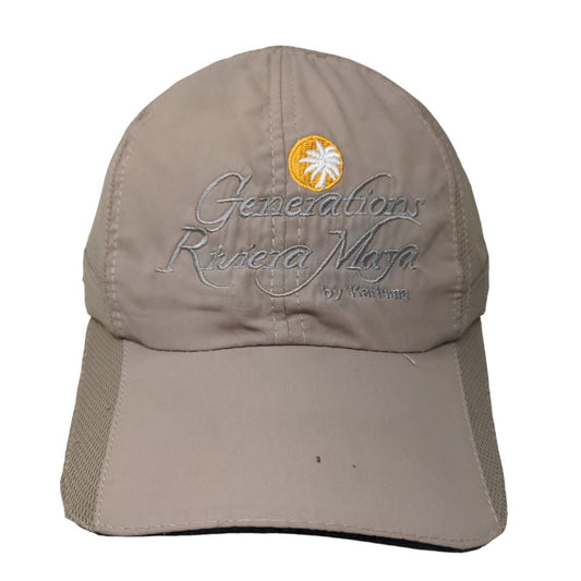 Unbranded Men's Strapback Hat Tan Adjustable Mesh Embroidered Rivera Maya Logo