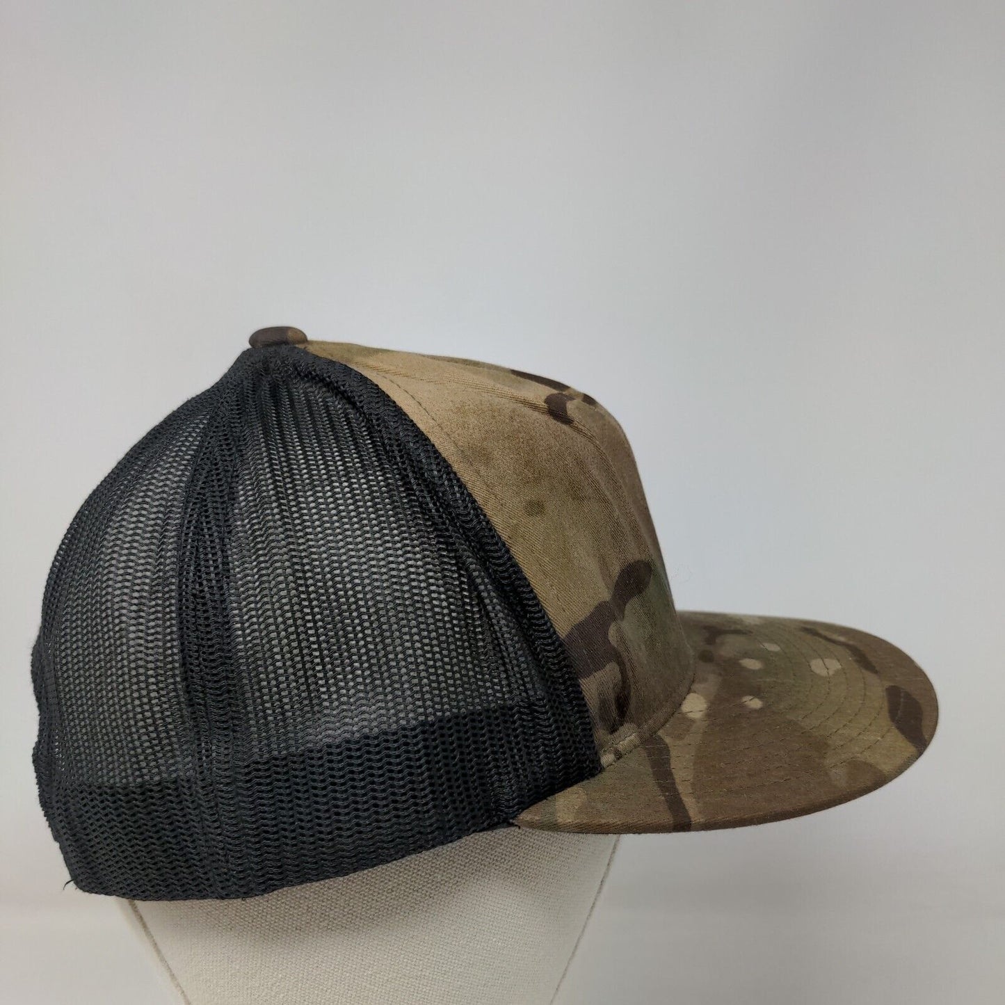 The Classic Yupoong Snapback Trucker Hat Camouflage OS Embroidered Mesh Back