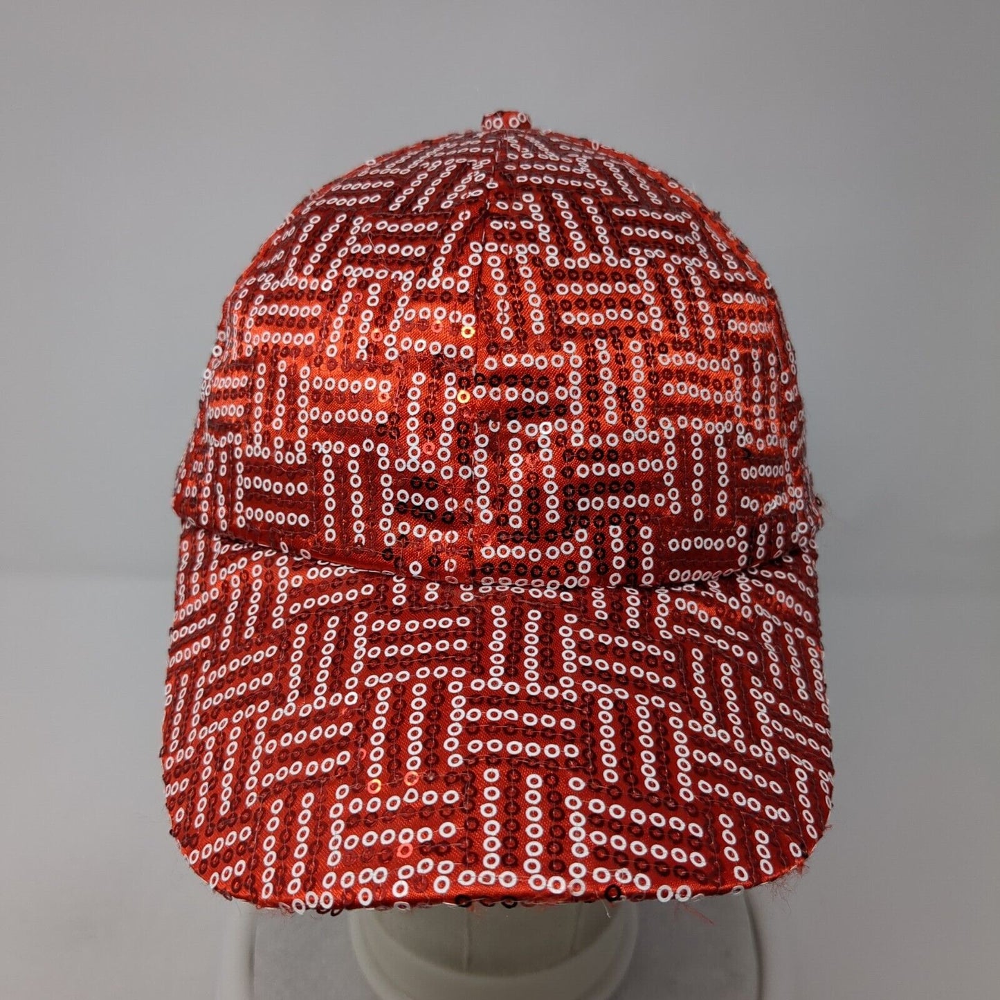 Unbranded Strapback Hat Red One Size Adjustable Bedazzled Sequin Polyester