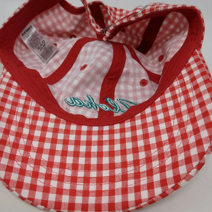Old Navy Baseball Cap Red White Green One Size Gingham Aloha Embroidery Hat