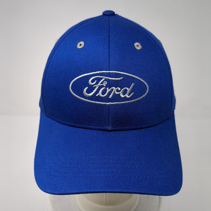 Ford Strapback Hat Blue One Size Embroidered Checkered Flag Sports