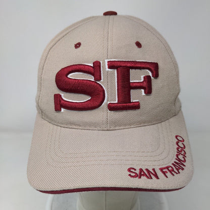 SF San Francisco Strapback Hat Tan One Size Adjustable Embroidered Vented Holes