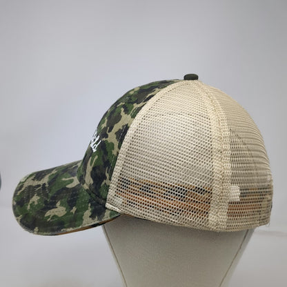 Baseball Cap Green Camo Leopard Print One Size Hat Mesh Back Distressed Arrows