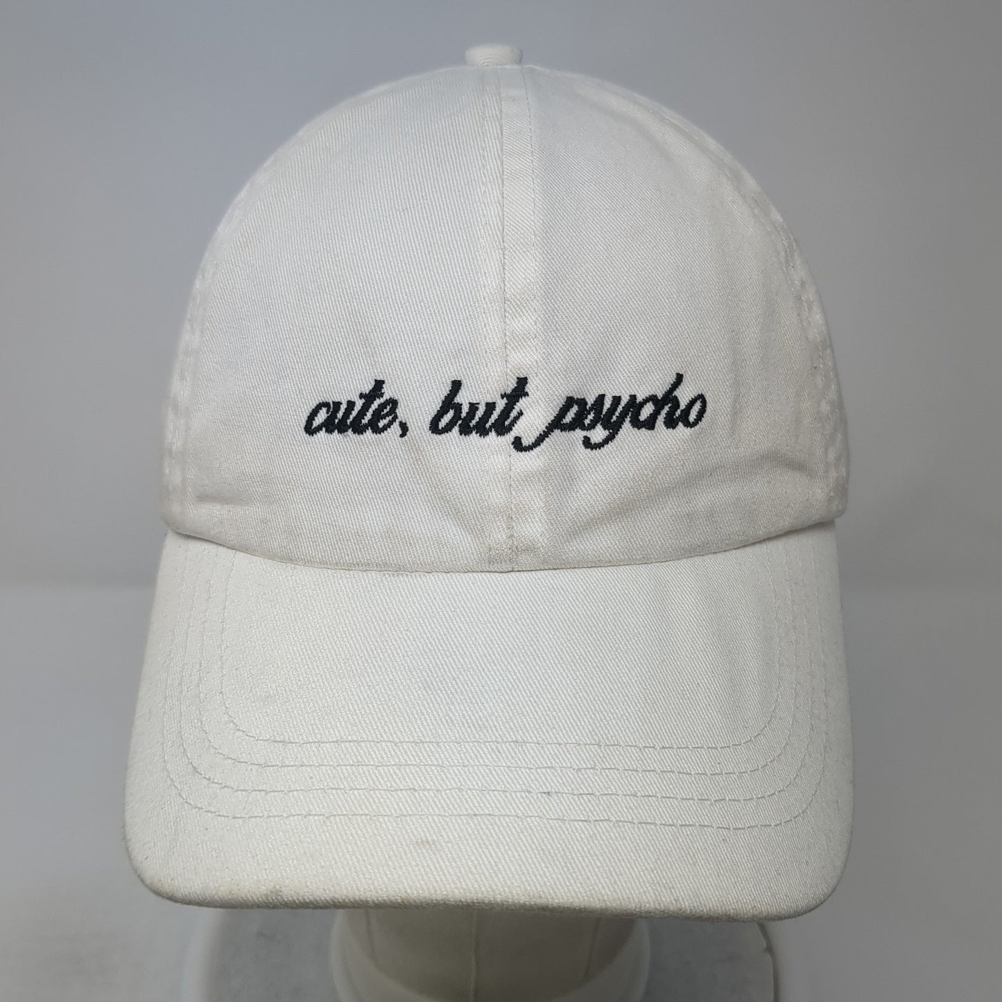 Cute But Psycho Slideback Baseball Cap White One Size Adjustable David & Young