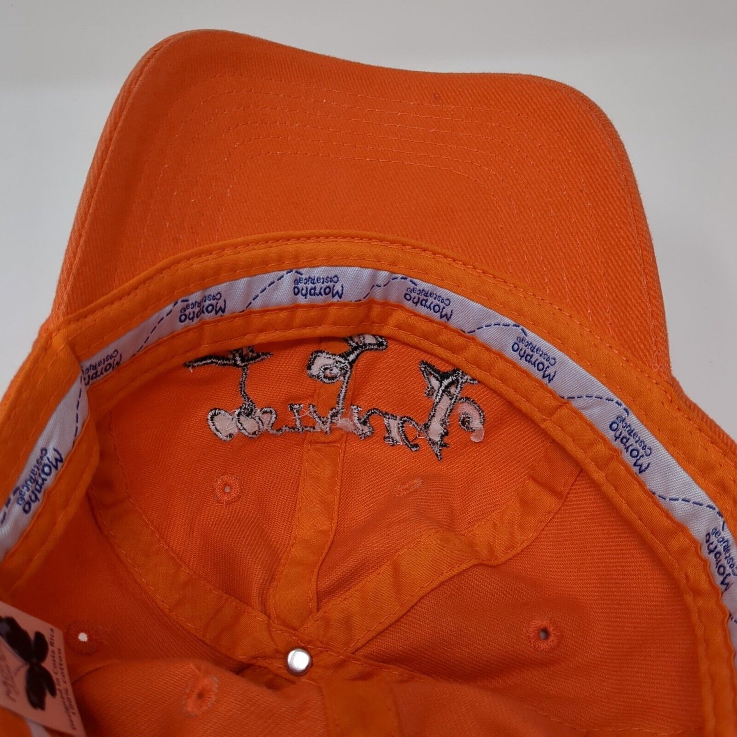 Costa Rica Pura Vida Strapback Hat Orange One Size Embroidered Morpho