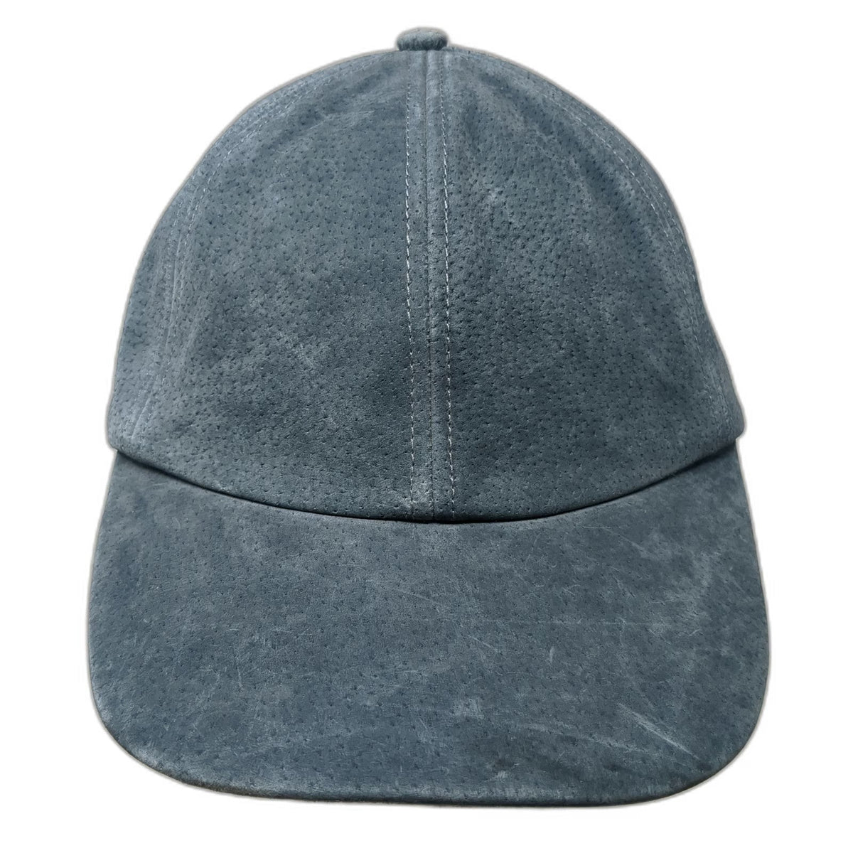 Wyeth Baseball Cap Blue One Size Perforated Leather Suede Buckle Slideback Hat