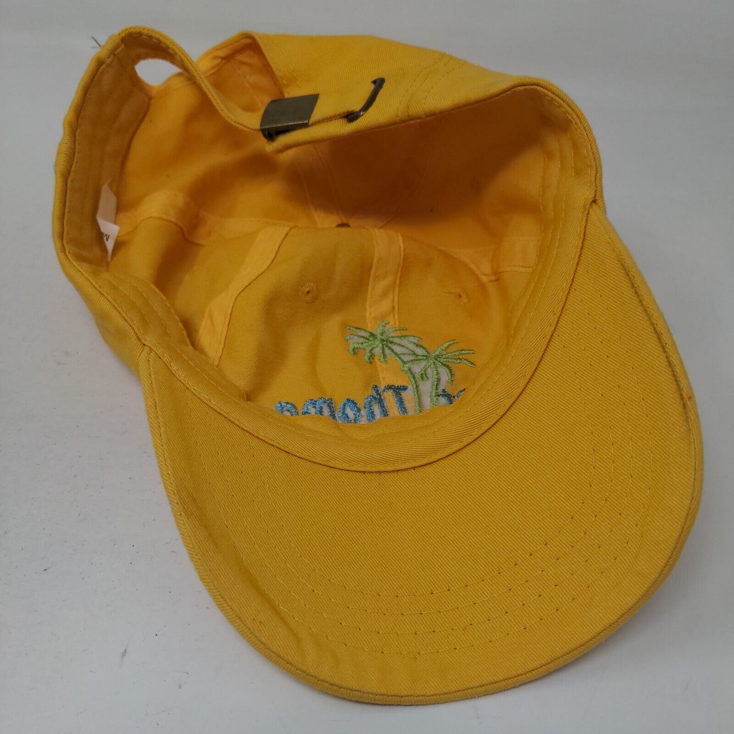 Saint Thomas U.S.V.I. Slideback Hat Yellow One Size Embroidered Palm Tree