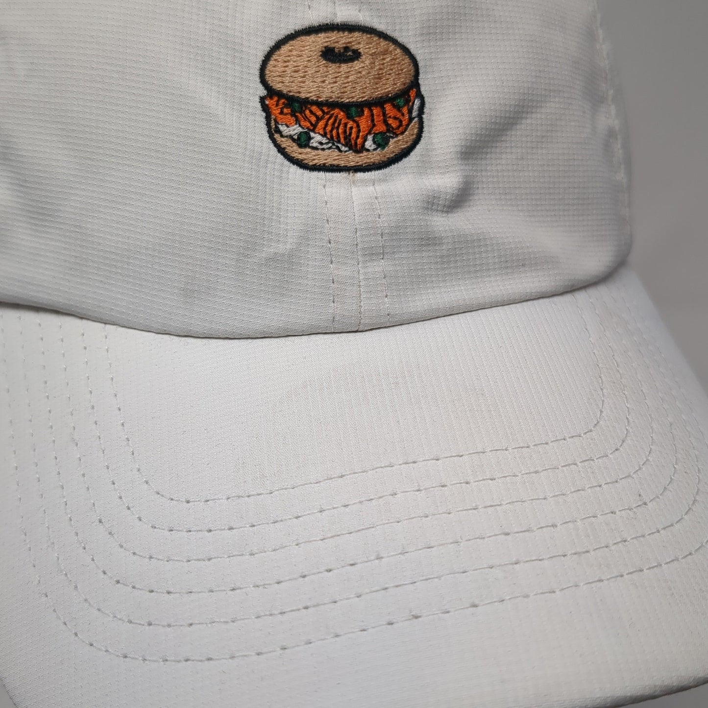 Burger Strapback Baseball Cap White One Size Adjustable Embroidered Imperial