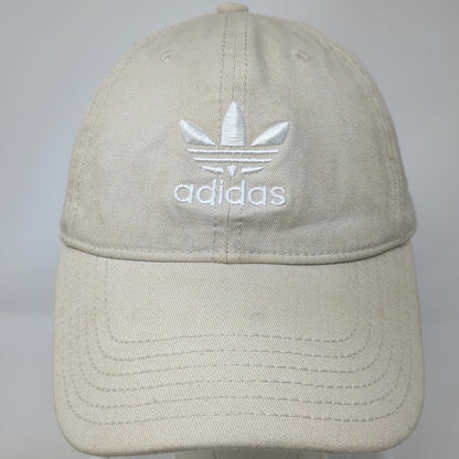 Adidas Baseball Cap Beige White One Size Trefoil Logo Slideback Pinstripe Hat