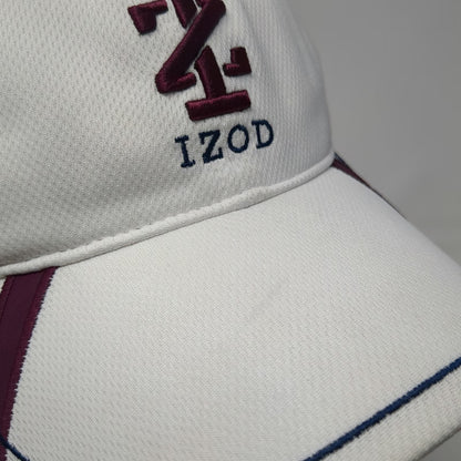 IZOD Baseball Cap White One Size Performance Polyester Striped Fitted Golf Logo