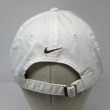 Nike Baseball Cap White One Size Blade Logo Golf Hat Brown Underbrim Slideback