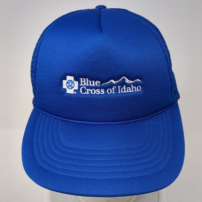Blue Cross of Idaho Snapback Trucker Hat Blue One Size Adjustable Mesh Back Rope
