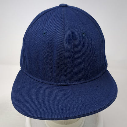 HATCO Baseball Cap Blue 7 3/8 Flat Bill Structured Acrylic Fitted Blank Hat